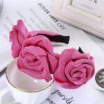 Super Quality 100% Handmade Wide Rose Flower Headband - Image 7